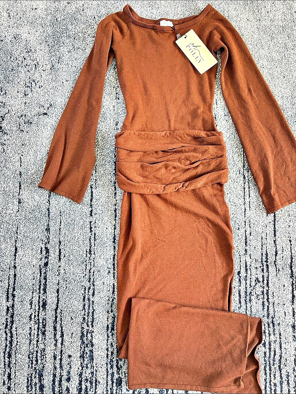 Oh Polly Long Sleeve Maxi Dress in Brown Size XS NWT